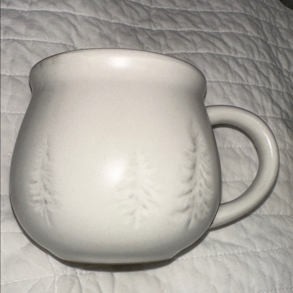 4 Hearth & Hand Cream Embossed Christmas Tree Holiday Stoneware 14 oz Cream Mug - Picture 2 of 4